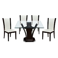 Contemporary 5-Piece Dining Set with 54" Glass Top