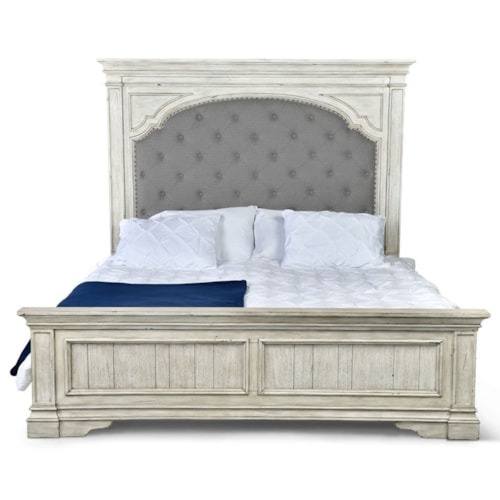 Farmhouse Queen Bed with Tufted Headboard