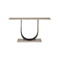 Contemporary Console Table with Travertine Top