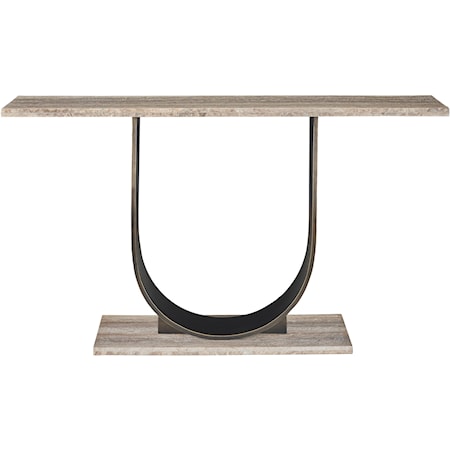 Contemporary Console Table with Travertine Top