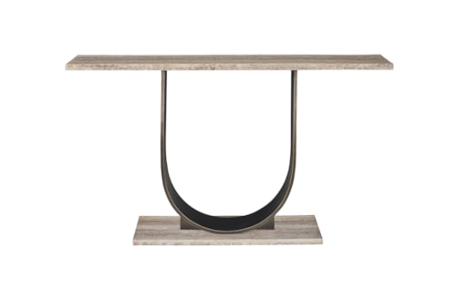 Contemporary Console Table with Travertine Top