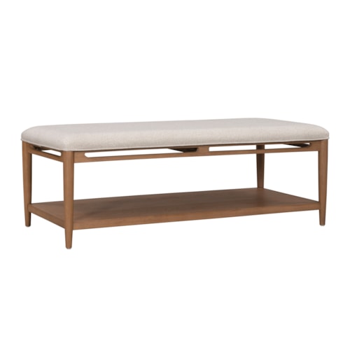 Transitional Upholstered Coffee Table with Lower Shelf