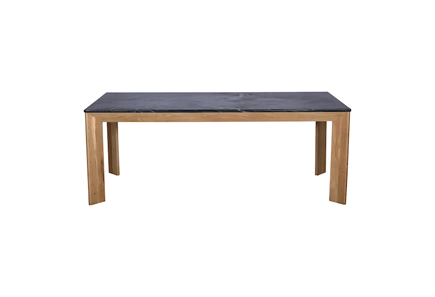 Angle Large Solid Oak Blacktop Marble Dining Table by Moe's Home Collection at Fashion Furniture