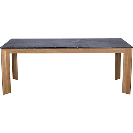Large Solid Oak Blacktop Marble Dining Table