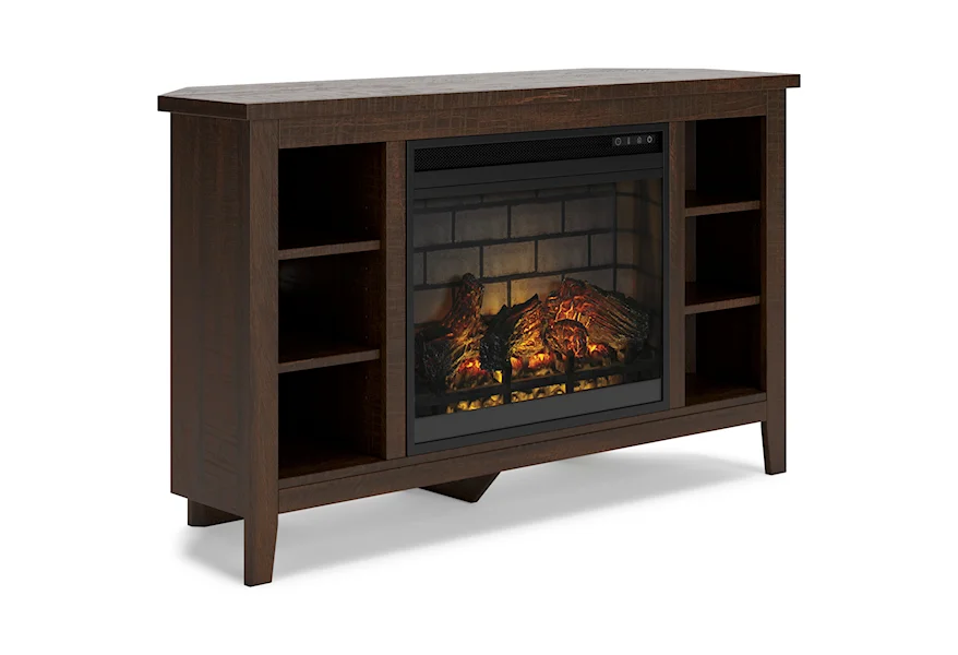 Camiburg Corner TV Stand with Electric Fireplace by Signature Design by Ashley at Furniture and ApplianceMart