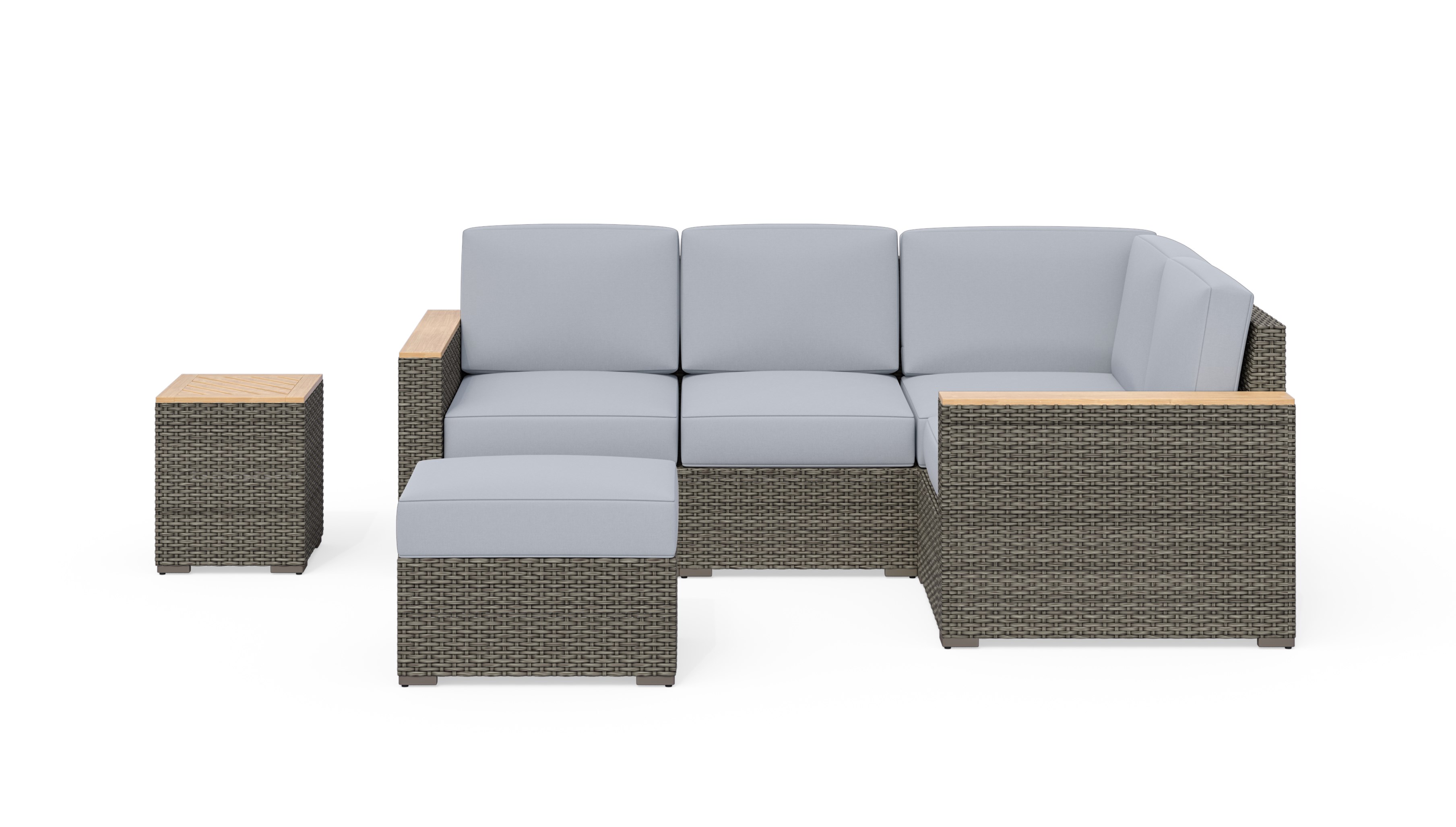 homestyles Boca Raton 680149T Outdoor 4 Seat Sectional, Ottoman and