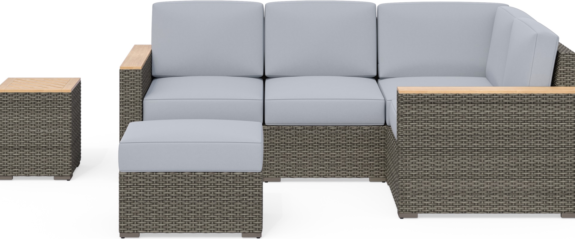 Outdoor 4 Seat Sectional, Ottoman and Side Table