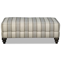 Customizable Large Rectangular Cocktail Ottoman with Welt Cords and Turned Legs