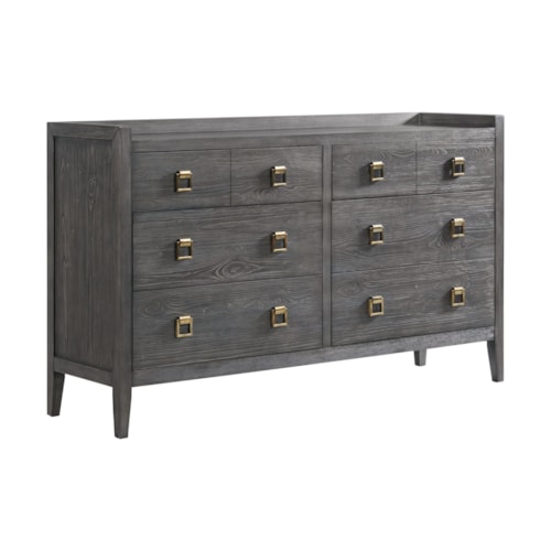 Contemporary 8-Drawer Dresser with Gold Hardware
