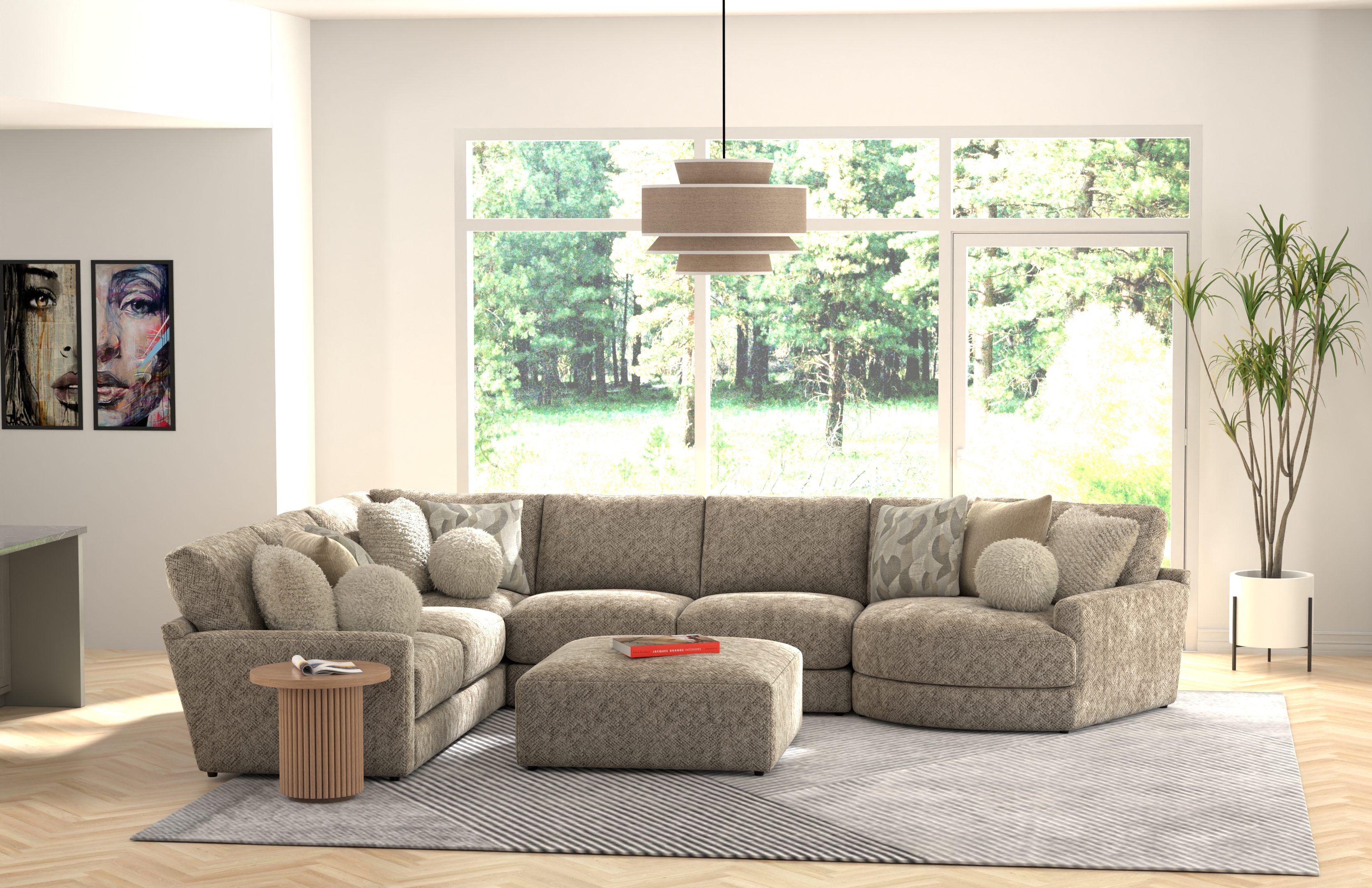 Jackson Furniture Turner 6-Piece Sectional Sofa with Cocktail Ottoman