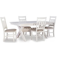 5-Piece Rustic Farmhouse Dining Set with Upholstered Side Chairs