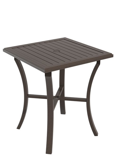 Banchetto 36" Square Slat-Top Bar Table w/Umbrella Hole