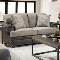 Transitional Two-Tone Loveseat with Nailhead Trim