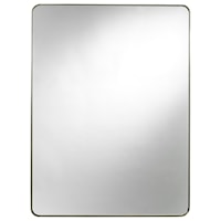 Contemporary Accent Mirror with Brushed Brass Frame