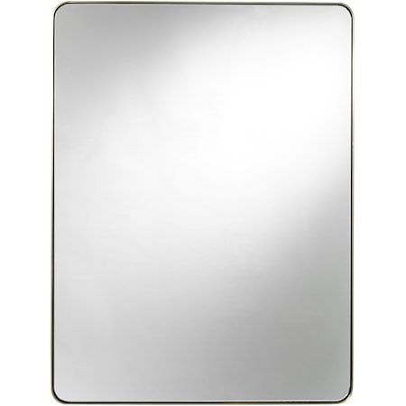 Contemporary Accent Mirror with Brushed Brass Frame