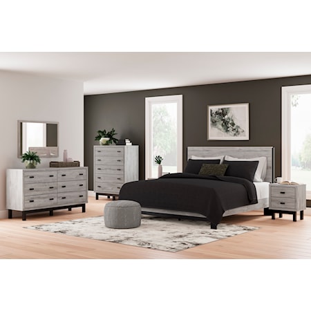 Contemporary King Panel Bed Bedroom Set