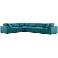 Down Filled Overstuffed 6 Piece Sectional Sofa Set