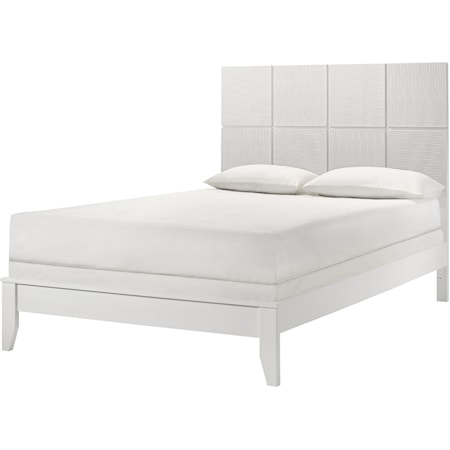 Denker Contemporary Square Panel Full Bed - White