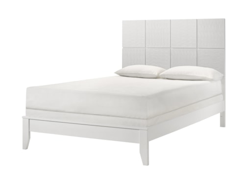 Denker Contemporary Square Panel Twin Bed - White
