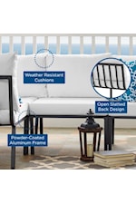 Modway Riverside Riverside Coastal 3 Piece Outdoor Patio Aluminum Sectional Sofa Set - White/Navy