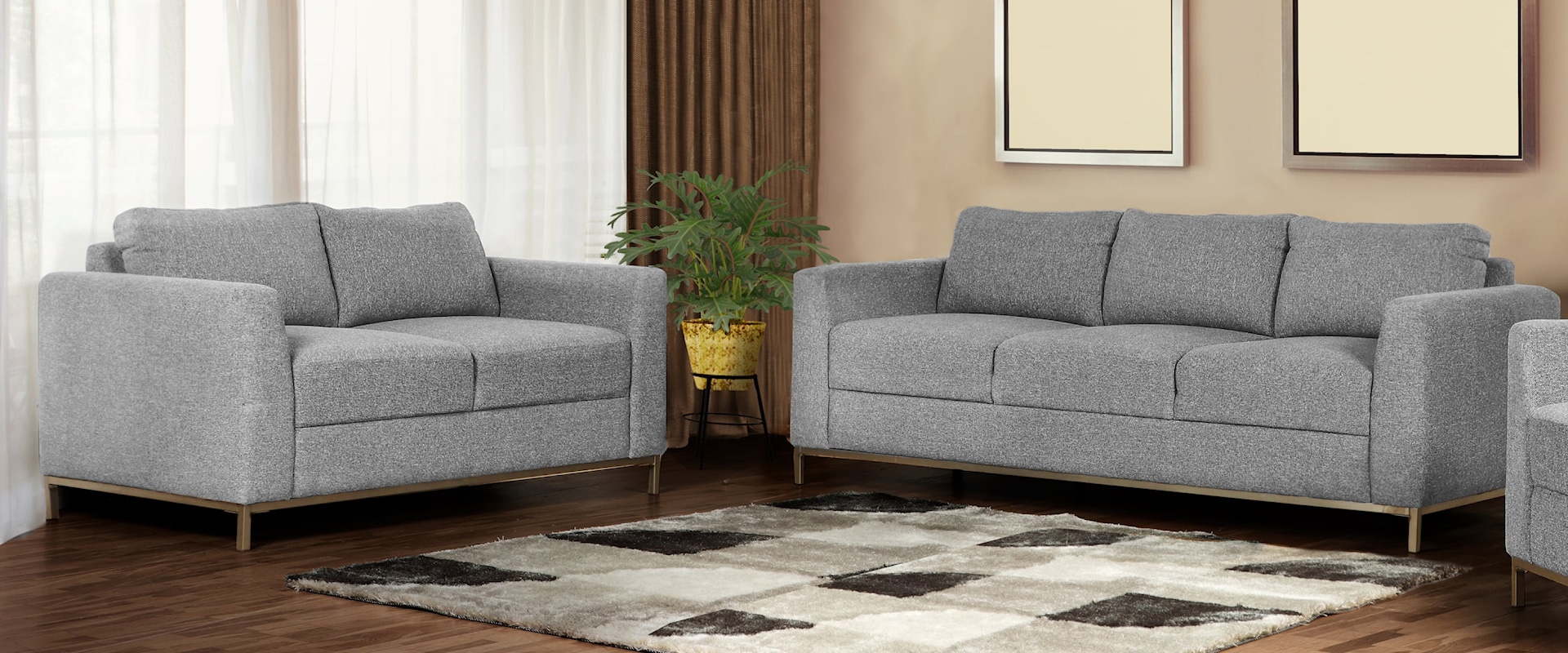 Contemporary 2-Piece Sofa and Loveseat Set