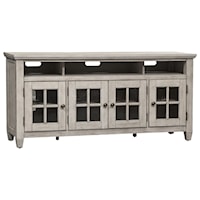 Farmhouse Entertainment TV Stand with Glass Doors