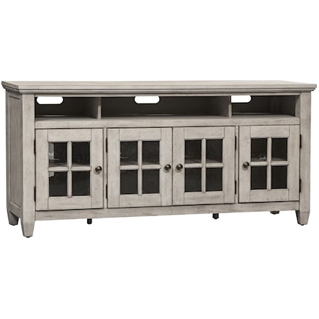 Farmhouse Entertainment TV Stand with Glass Doors