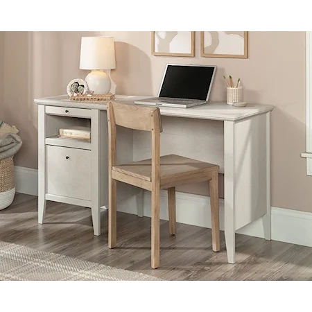 Transitional Single Pedestal Desk with File Drawer