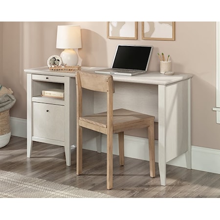 Transitional Single Pedestal Desk with File Drawer