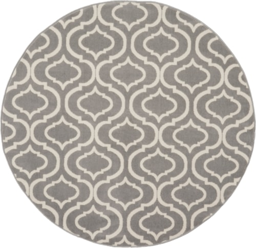 5'3"  Grey Round Rug
