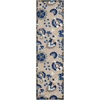 2'3" x 12' Natural/Blue Runner Rug