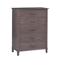 Contemporary 5-Drawer Chest of Drawers in Smoke Stain Finish