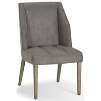 Brodie Chair in Gray Denim with Wing Back