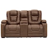 Signature Design by Ashley Owner's Box Power Rec Loveseat w/ Console & Adj Hdrsts