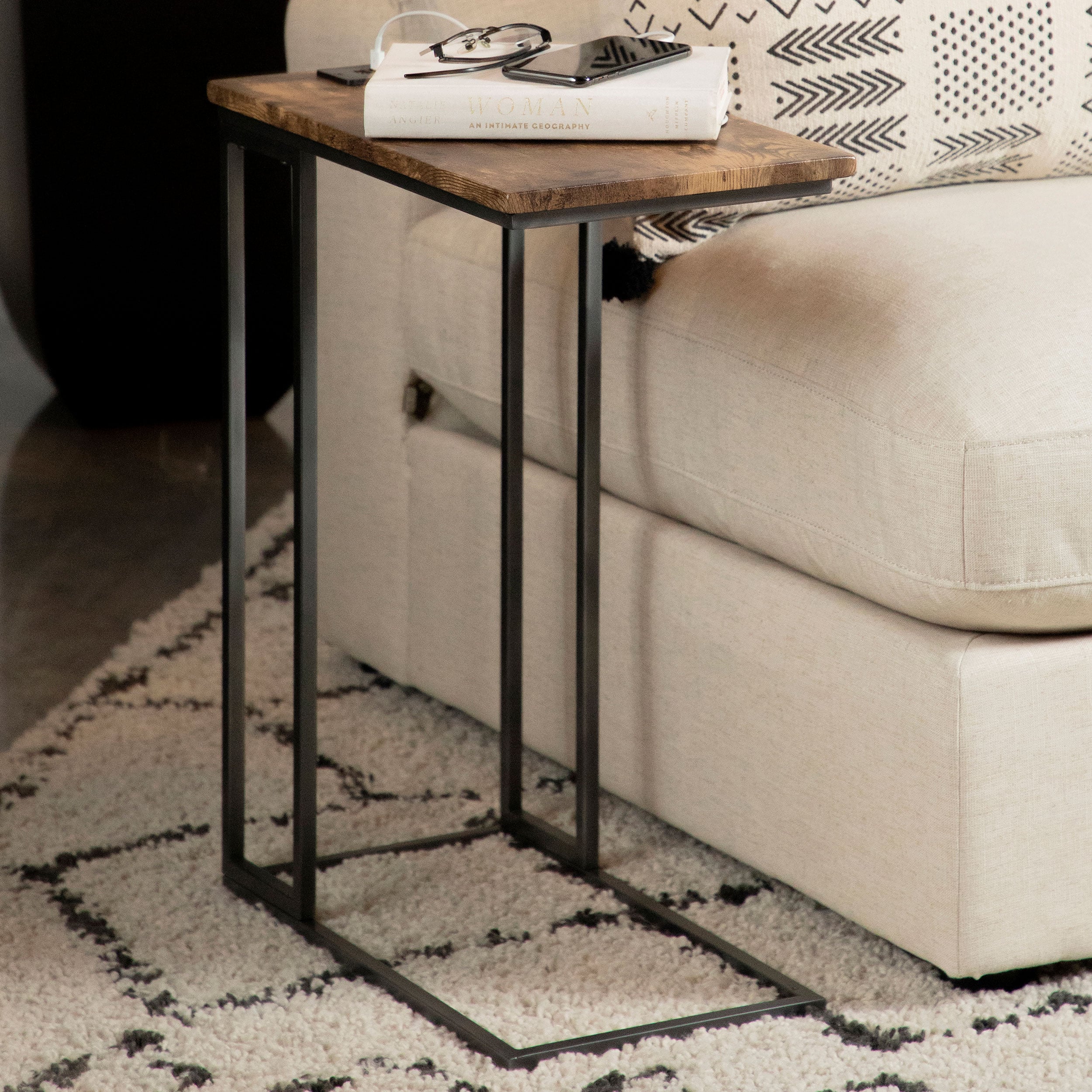 Rudy C-Shaped Side Table w/ Power Outlet