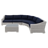 Sunbrella® Outdoor Patio Wicker Rattan 5-Piece Sectional Sofa Set