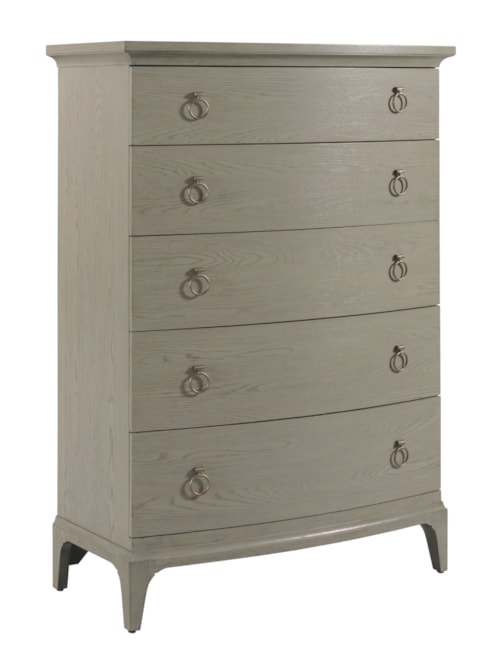 Transitional 5-Drawer Bedroom Chest with Brass Pulls
