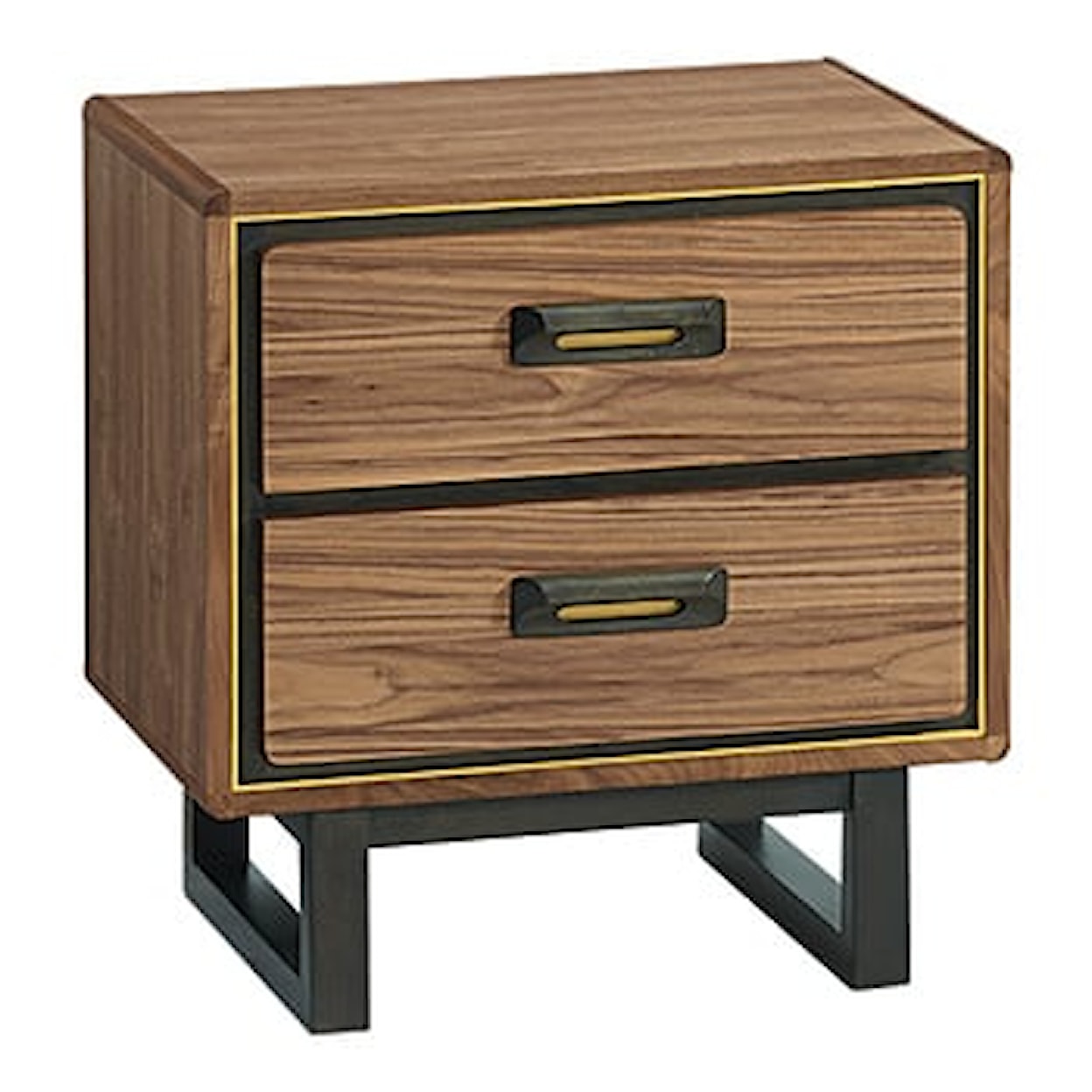 Whittier Wood Bryce 2-Drawer Nightstand with Metal Legs