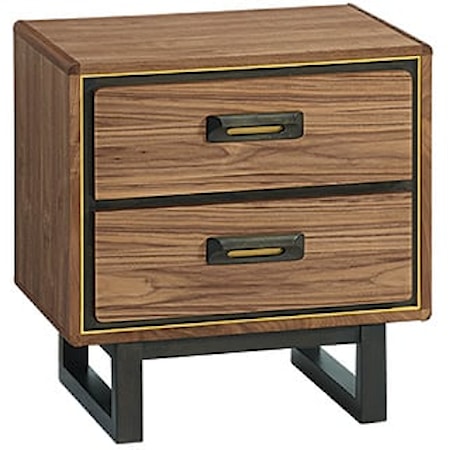 Industrial 2-Drawer Nightstand with Metal Legs