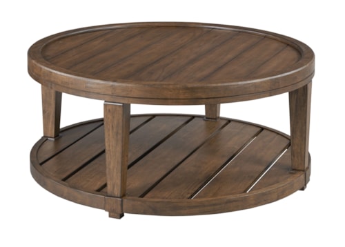 Transitional Round Coffee Table with Casters