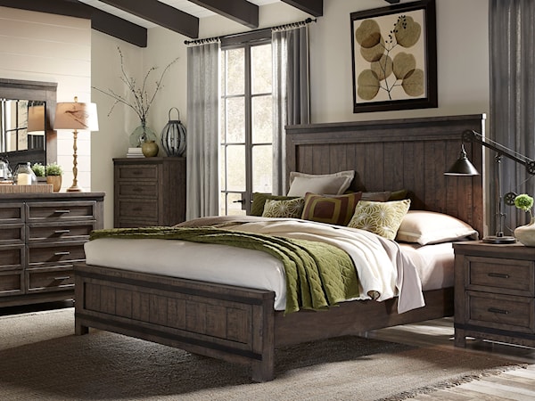 Transitional 4-Piece King Panel Bed Set