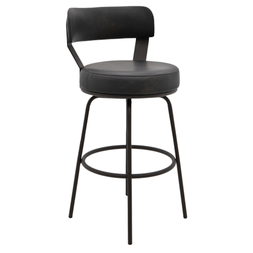 Transitional 24" Upholstered Barstool with Matte Black Frame