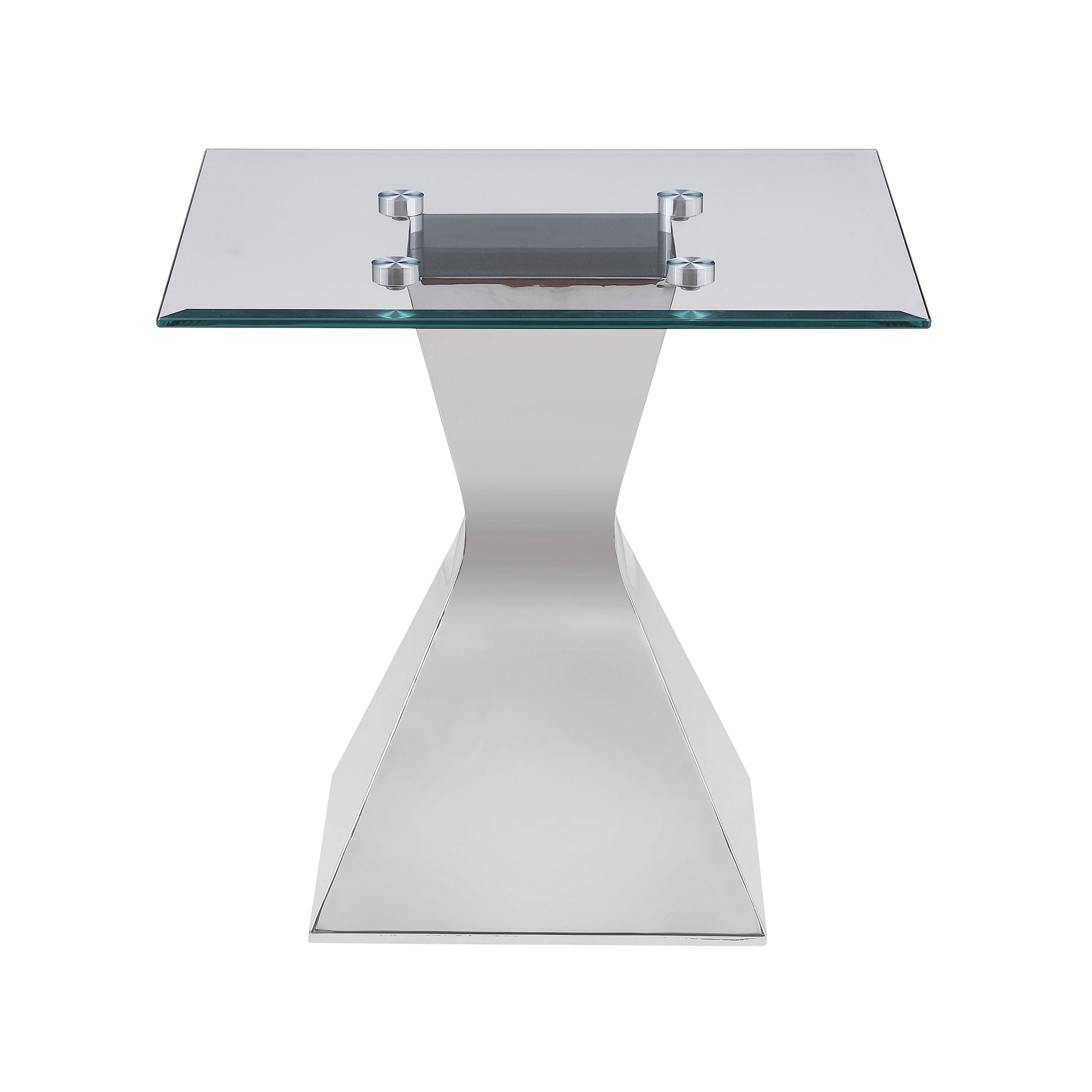 Glass Top Stainless Steel Side End Table