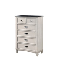 Transitional 6-Drawer Bedroom Chest with Black Nickel Hardware