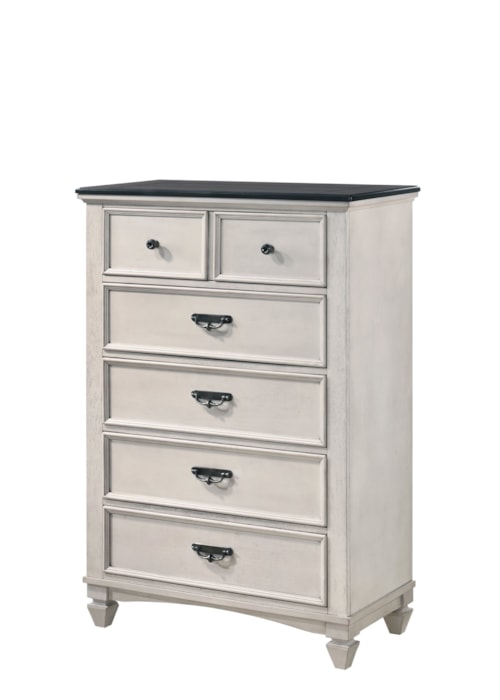 Transitional 6-Drawer Bedroom Chest with Black Nickel Hardware