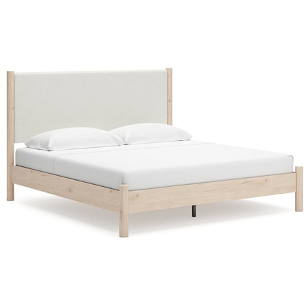 King Upholstered Panel Bed