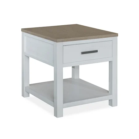 Cottage 1-Drawer Rectangular End Table with Lower Display Shelf