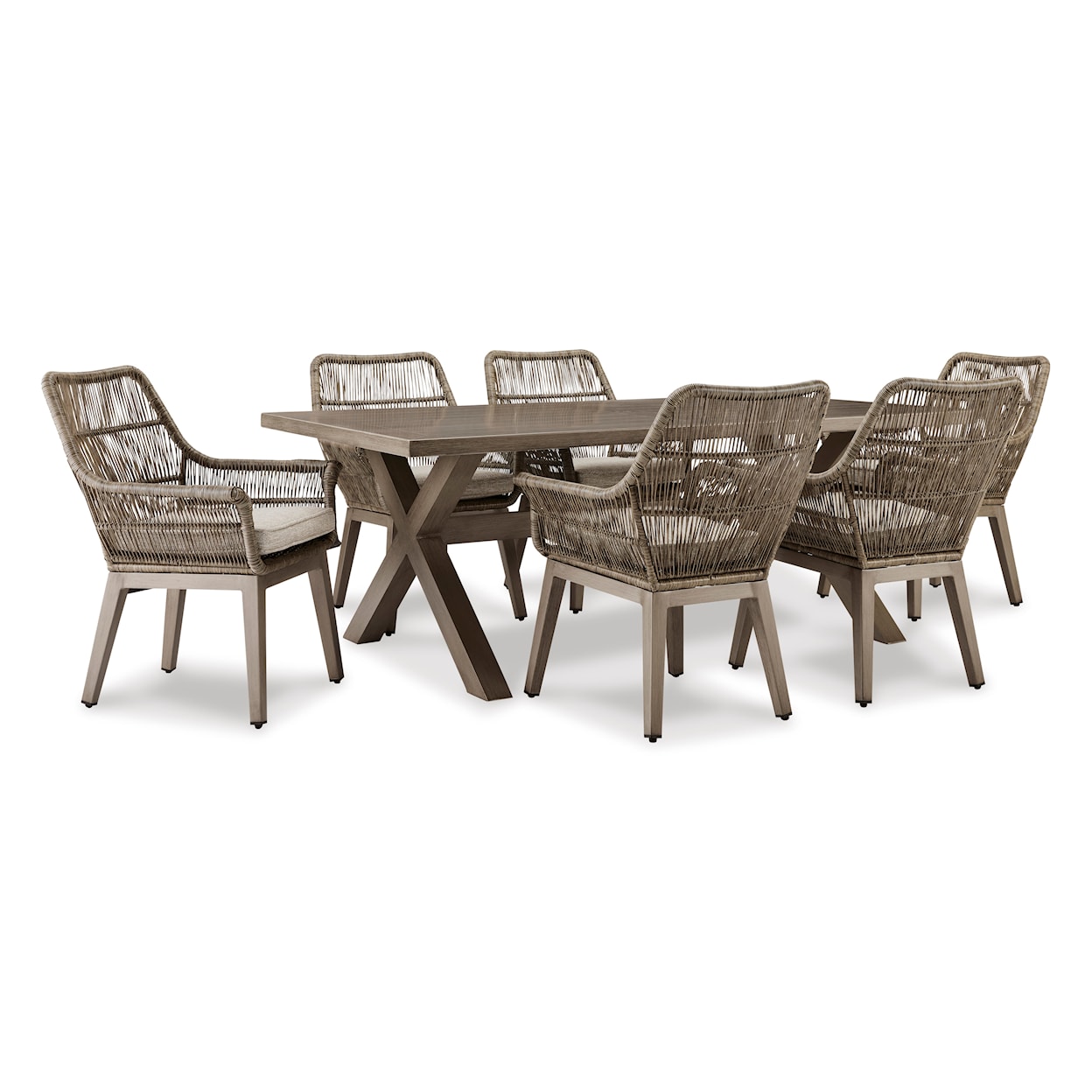Ashley Furniture Signature Design Beach Front 7-Piece Outdoor Dining Set