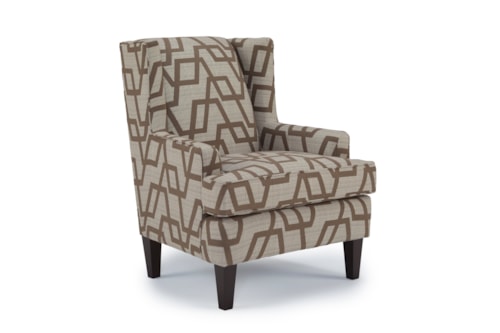 Transitional Wing Back Accent Chair with Reversible Cushion