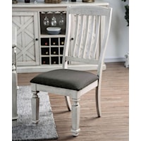 Set of 2 Rustic Side Chairs with Slat Back Design